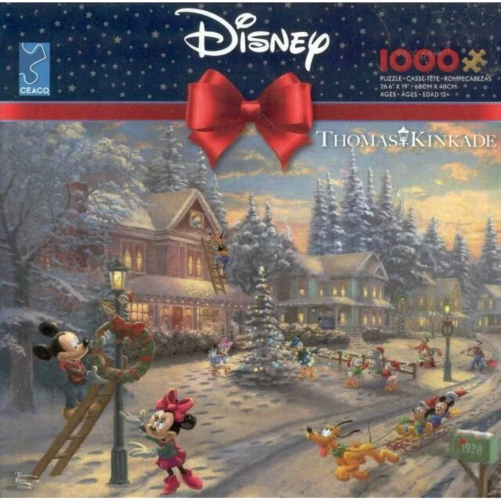 Thomas Kinkade DISNEY Mickey's Victorian Christmas Holiday Puzzle 1000 Piece